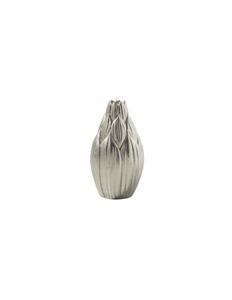 L'Oca Nera - Le Candele Di Natale! Candela grande a forma di fiore, di colore argento, ideale per interni/esterni, ottima decora