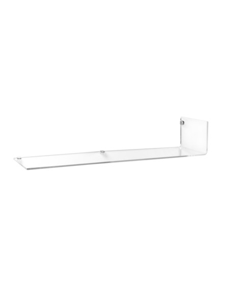 Mensola a L lato destro in plexiglass PMMA Trasparente , spessore 8 mm, portata max 5 kg, Made in Italy