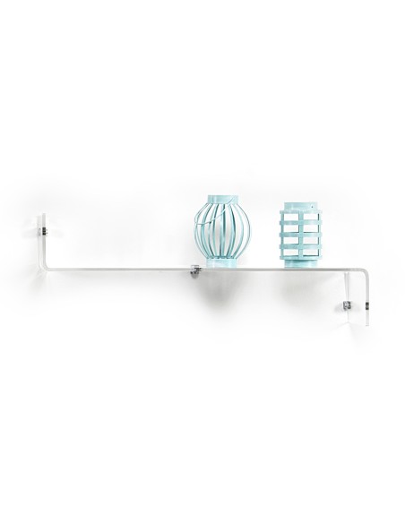 Mensola a forma di Z lato sinistro in plexiglass Trasparente abbinabile e componibile. Made in Italy