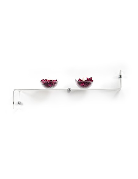 Mensola a forma di Z lato destro in plexiglass Trasparente abbinabile e componibile. Made in Italy