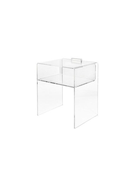 Lyn Comodino Trasparente in plexiglass PMMA con luce LED incorporata.