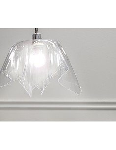 Lampadario Sospensione design moderno da soffitto "linea Drappeggi" in plexiglass Trasparente
