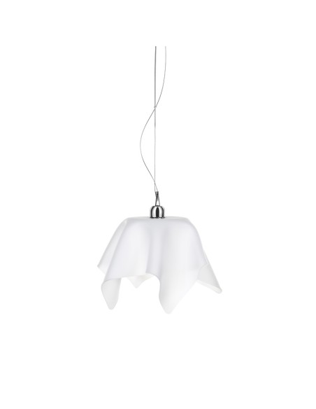 Lampadario Sospensione design moderno da soffitto "linea Drappeggi" in plexiglass color bisabbiato bianco