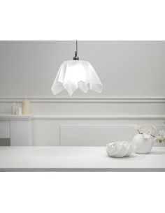 Lampadario Sospensione design moderno da soffitto "linea Drappeggi" in plexiglass color bisabbiato bianco 2