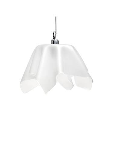 Lampadario Sospensione design moderno da soffitto "linea Drappeggi" in plexiglass color bisabbiato bianco