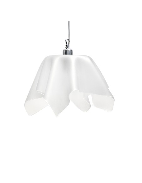 Lampadario Sospensione design moderno da soffitto "linea Drappeggi" in plexiglass color bisabbiato bianco