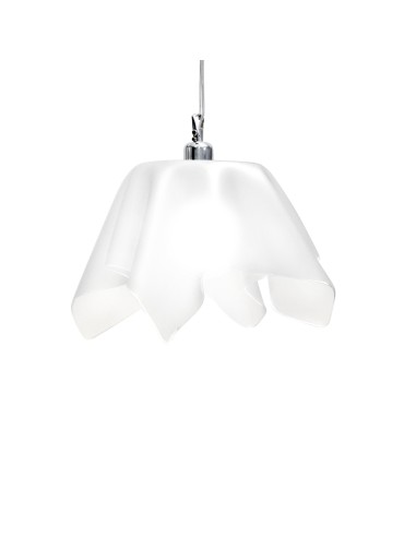 Lampadario Sospensione design moderno da soffitto "linea Drappeggi" in plexiglass color bisabbiato bianco