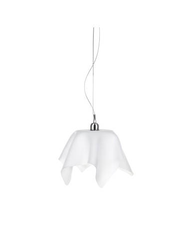 Lampadario Sospensione design moderno da soffitto "linea Drappeggi" in plexiglass color bisabbiato bianco