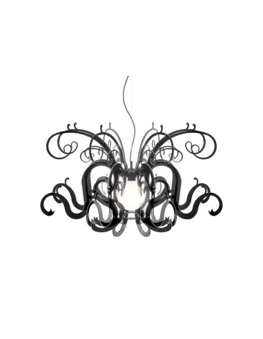 Gorgon Lampadario a sospensione in plexiglass PMMA nero pieno.