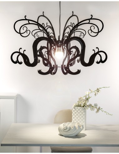 Gorgon Lampadario a sospensione in plexiglass PMMA nero pieno.
