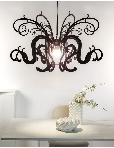 Gorgon Lampadario a sospensione in plexiglass PMMA nero pieno.