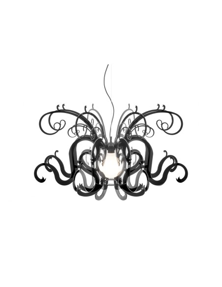 Gorgon Lampadario a sospensione in plexiglass PMMA nero pieno.