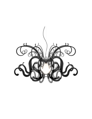Gorgon Lampadario a sospensione in plexiglass PMMA nero pieno.
