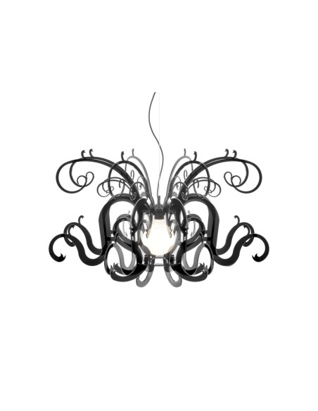 Gorgon Lampadario a sospensione in plexiglass PMMA nero pieno.