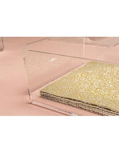 Bon Ton Porta Tovaglioli Orizzontale Trasparente decorato Paglia di Vienna in plexiglass