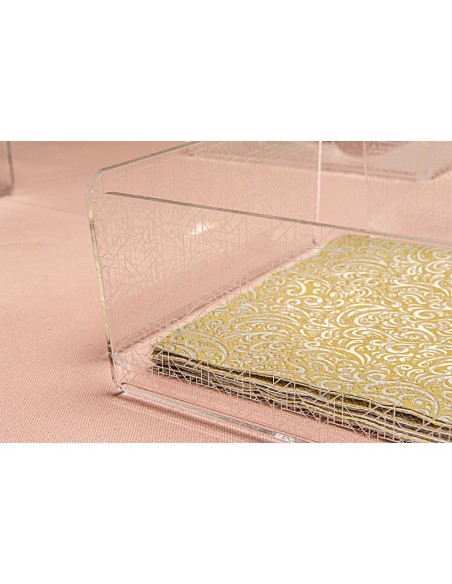 Bon Ton Porta Tovaglioli Orizzontale Trasparente decorato Paglia di Vienna in plexiglass