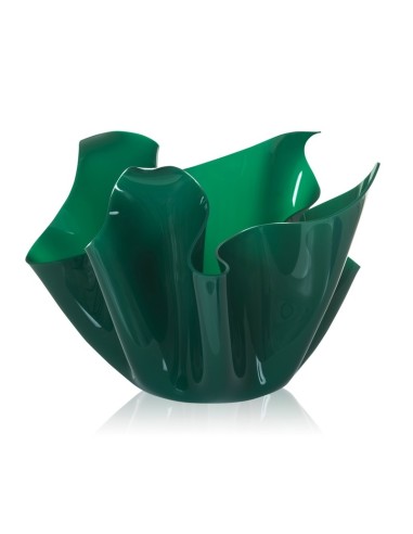 Vaso linea Drappeggi in plexiglass verde scuro pieno drappeggiata a mano Made in Italy