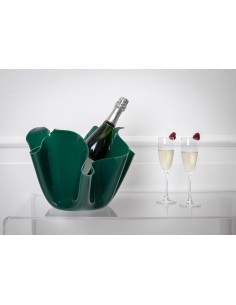 Vaso linea Drappeggi in plexiglass verde scuro pieno drappeggiata a mano Made in Italy 2