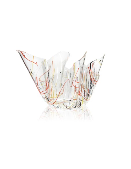 Vaso linea Drappeggi in plexiglass Trasparente drappeggiato a mano , schizzo artistico colorato