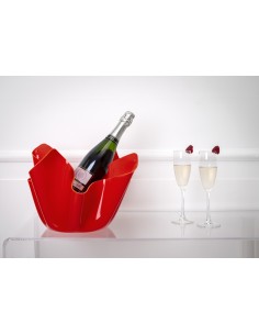 Vaso linea Drappeggi in plexiglass rosso pieno drappeggiata a mano Made in Italy