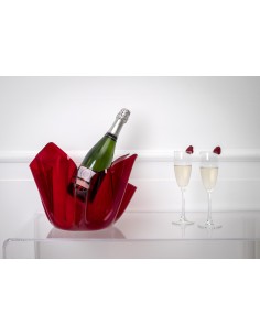 Vaso linea Drappeggi in plexiglass PMMA color rosso Trasparente Made in Italy