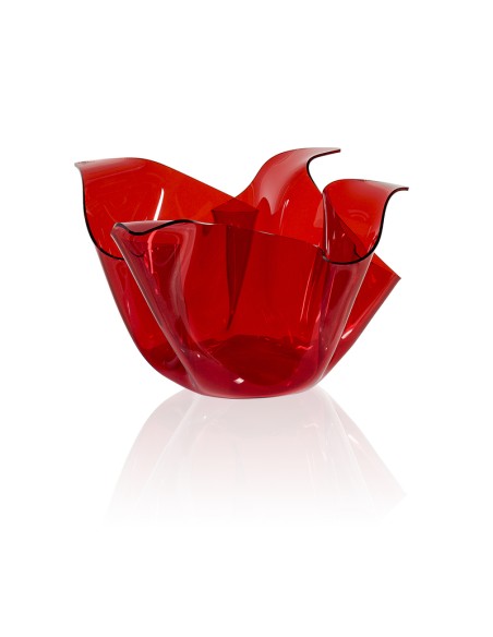 Vaso linea Drappeggi in plexiglass PMMA color rosso Trasparente Made in Italy
