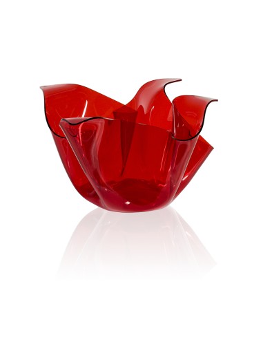 Vaso linea Drappeggi in plexiglass PMMA color rosso Trasparente Made in Italy