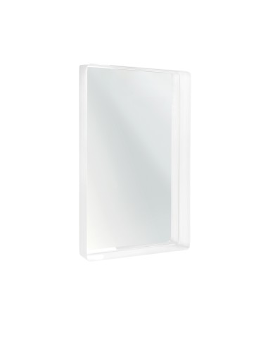 Vanitoso Specchiera in plexiglass color bianco latte con cornice/mensola portaoggetti.