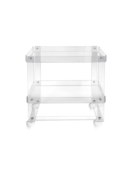 Valletto Portavivande carrello con ruote sottostanti in plexiglass Trasparente. Made in Italy