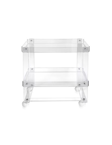 Valletto Portavivande carrello con ruote sottostanti in plexiglass Trasparente. Made in Italy