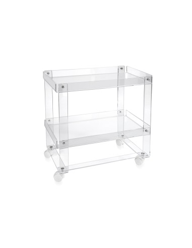 Valletto Portavivande carrello con ruote sottostanti in plexiglass Trasparente. Made in Italy