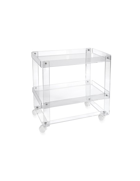 Valletto Portavivande carrello con ruote sottostanti in plexiglass Trasparente. Made in Italy
