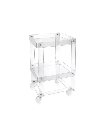 Valletto Portavivande carrello con ruote sottostanti in plexiglass Trasparente. Made in Italy