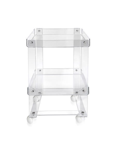Valletto Portavivande carrello con ruote sottostanti in plexiglass Trasparente. Made in Italy