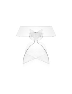 Tavolino linea Tessara quadrato sagomato Trasparente in plexiglass stile celtico. 2