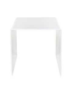 Tavolino design anni '80 in plexiglass tagliato a laser color bianco pieno Made in Italy