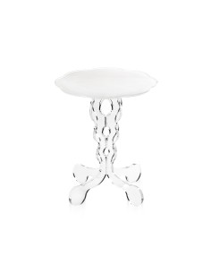Tavolino da caffè stile Arabesco in plexiglass con base Trasparente tagliata al laser e ripiano bianco. Made in Italy 2