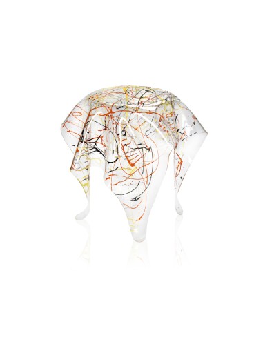 Tavolino alto linea Drappeggi in plexiglass Trasparente con schizzo artistico