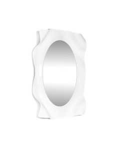 Specchiera linea Drappeggi in plexiglass PMMA bianco pieno, cornice drappeggiata a mano,.