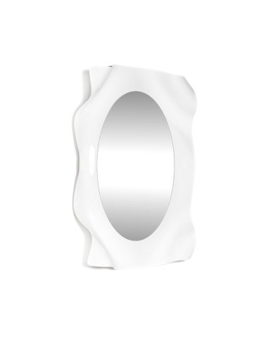 Specchiera linea Drappeggi in plexiglass PMMA bianco pieno, cornice drappeggiata a mano,.