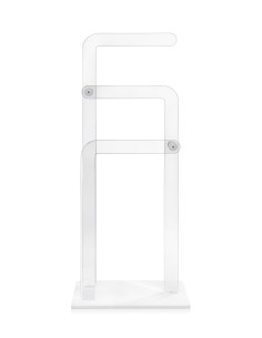 Shubi Servomuto Portasciugamani in plexiglass PMMA Trasparente, base color bianco pieno,. Made in Italy