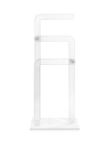 Shubi Servomuto Portasciugamani in plexiglass PMMA Trasparente, base color bianco pieno,. Made in Italy