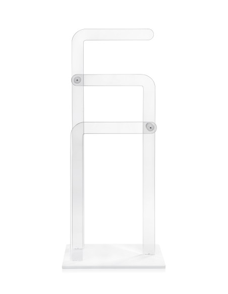 Shubi Servomuto Portasciugamani in plexiglass PMMA Trasparente, base color bianco pieno,. Made in Italy