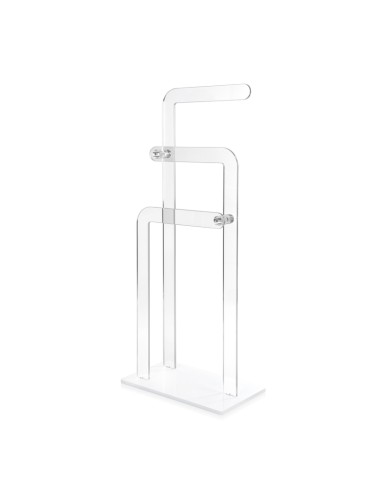 Shubi Servomuto Portasciugamani in plexiglass PMMA Trasparente, base color bianco pieno,. Made in Italy