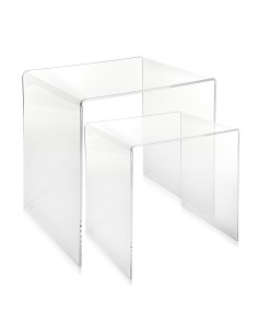 Set di 2 tavolini sovrapponibili design anni '80 in plexiglass Trasparente, taglio laser