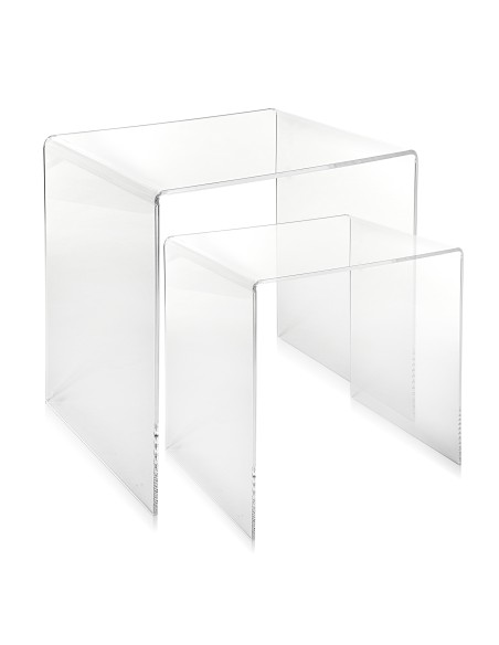 Set di 2 tavolini sovrapponibili design anni '80 in plexiglass Trasparente, taglio laser