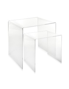 Set di 2 tavolini sovrapponibili design anni '80 in plexiglass Trasparente, taglio laser 2