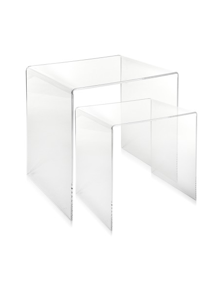 Set di 2 tavolini sovrapponibili design anni '80 in plexiglass Trasparente, taglio laser
