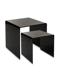 Set di 2 tavolini sovrapponibili design anni '80 in plexiglass PMMA color nero pieno