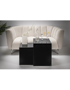 Set di 2 tavolini sovrapponibili design anni '80 in plexiglass PMMA color nero pieno 2